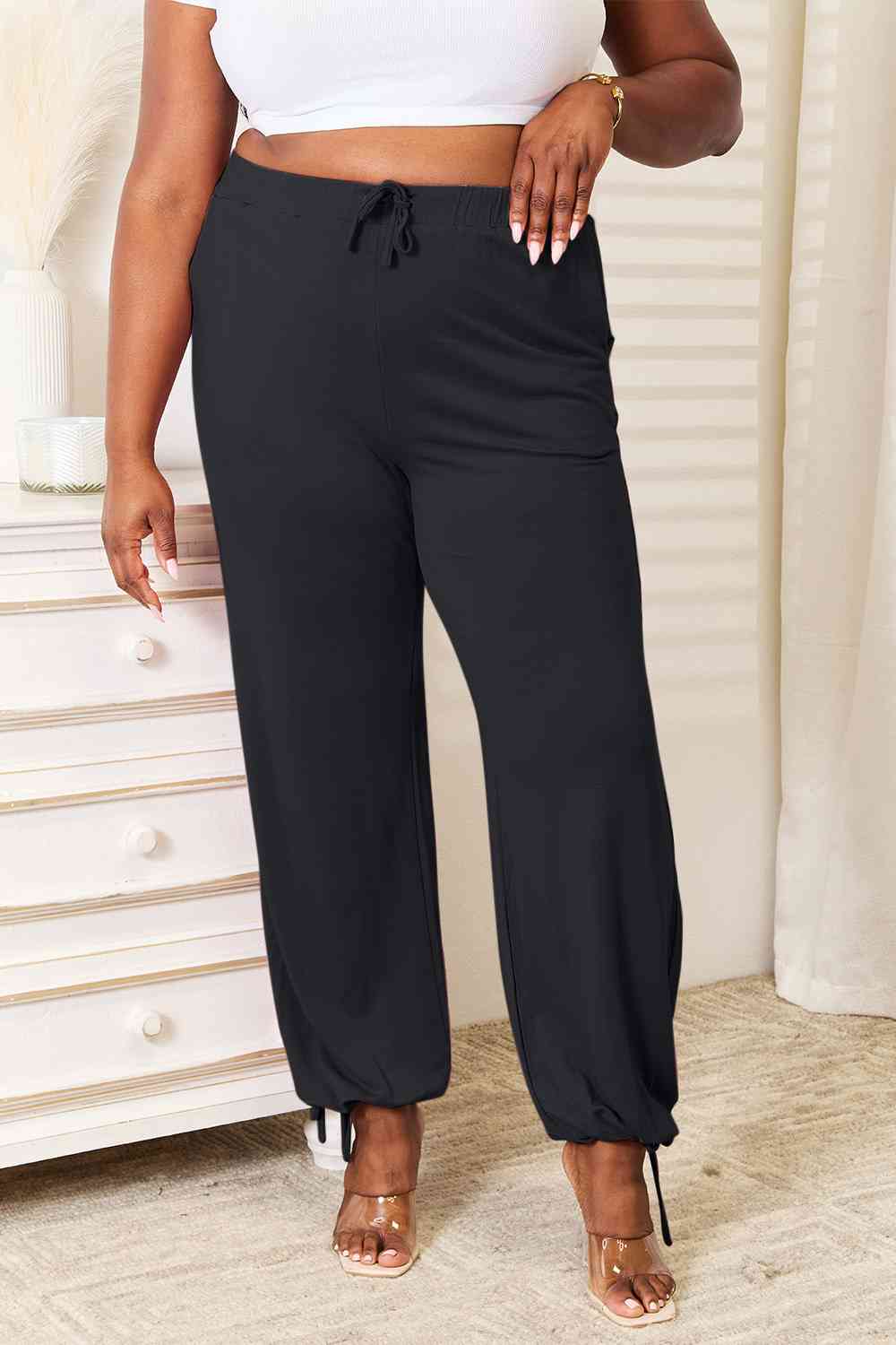 Basic Bae Homey Chic Soft Rayon Drawstring Waist Pants with Pockets