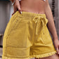 Essentially Yours Drawstring Raw Hem Denim Shorts