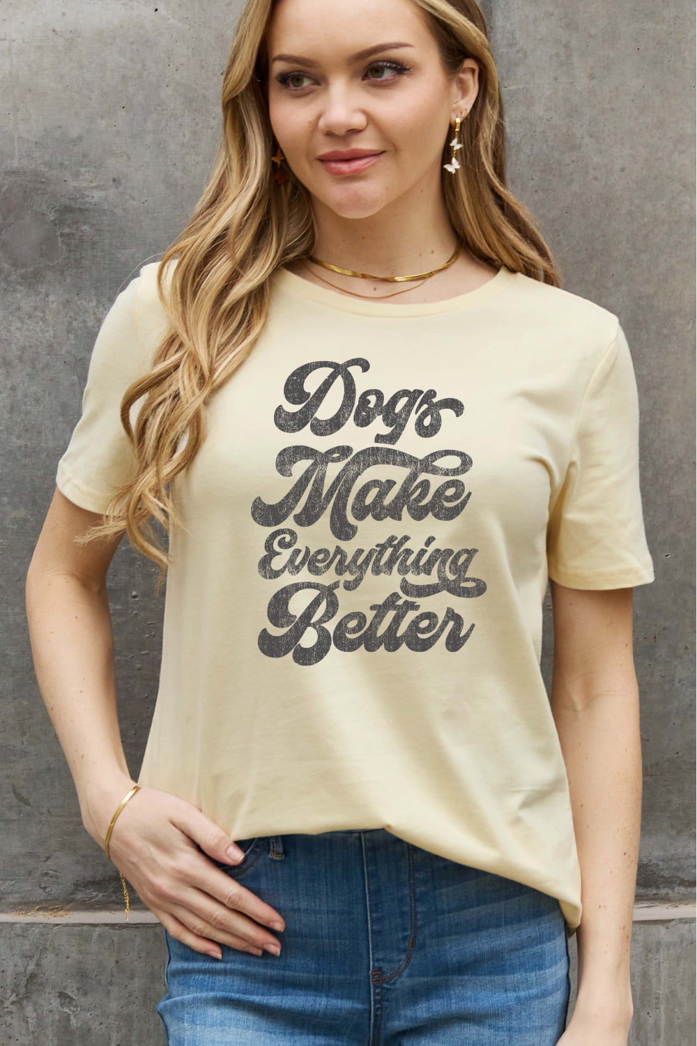 Simply Love DOGS MAKE EVERTHING BETTER Graphic Cotton Tee
