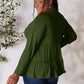 Double Take Cute and Powerful Half Button Long Sleeve Ruffle Hem Blouse