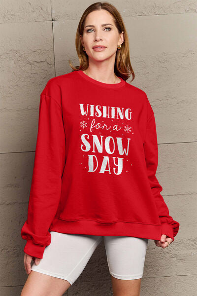 Simply Love WISHING FOR A SNOW DAY Graphic Sweatshirt