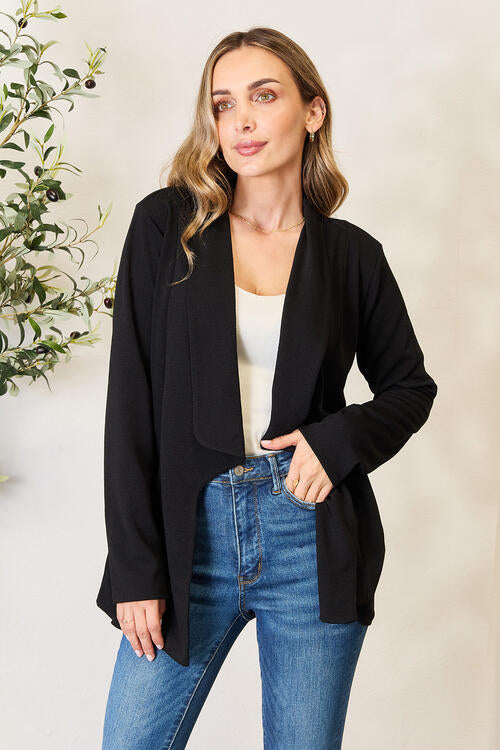 Heimish Louder Than Words Open Front Long Sleeve Blazer in Black