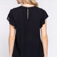 ACTIVE BASIC Catches The Eye Ruffle Short Sleeve Crochet Blouse in Black