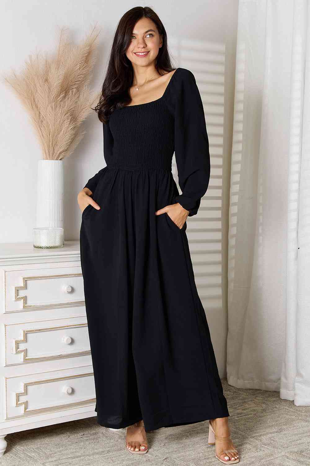 Double Take Twilight Square Neck Jumpsuit with Pockets