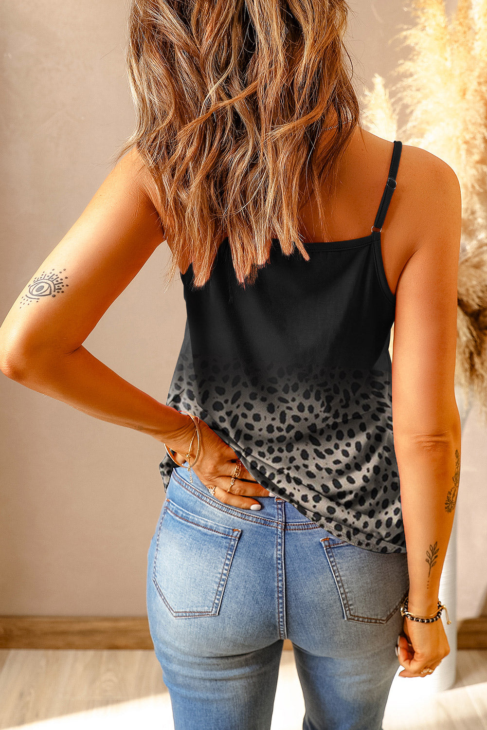 Leopards and Lace Trim Printed Cami