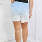 Zenana In The Zone Dip Dye High Waisted Shorts in Blue