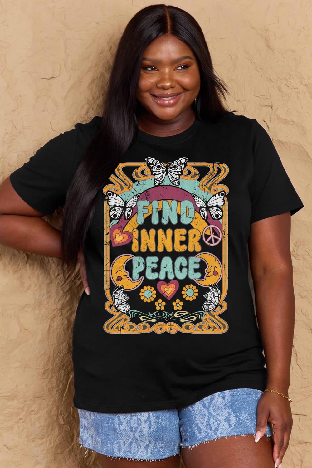 Simply Love FIND INNER PEACE Graphic Cotton T-Shirt