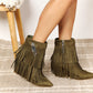 Legend Tassel Wedge Heel Ankle Booties in Olive