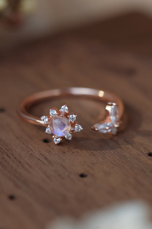 The One With Wings Moonstone 18K Rose Gold-Plated Open Ring