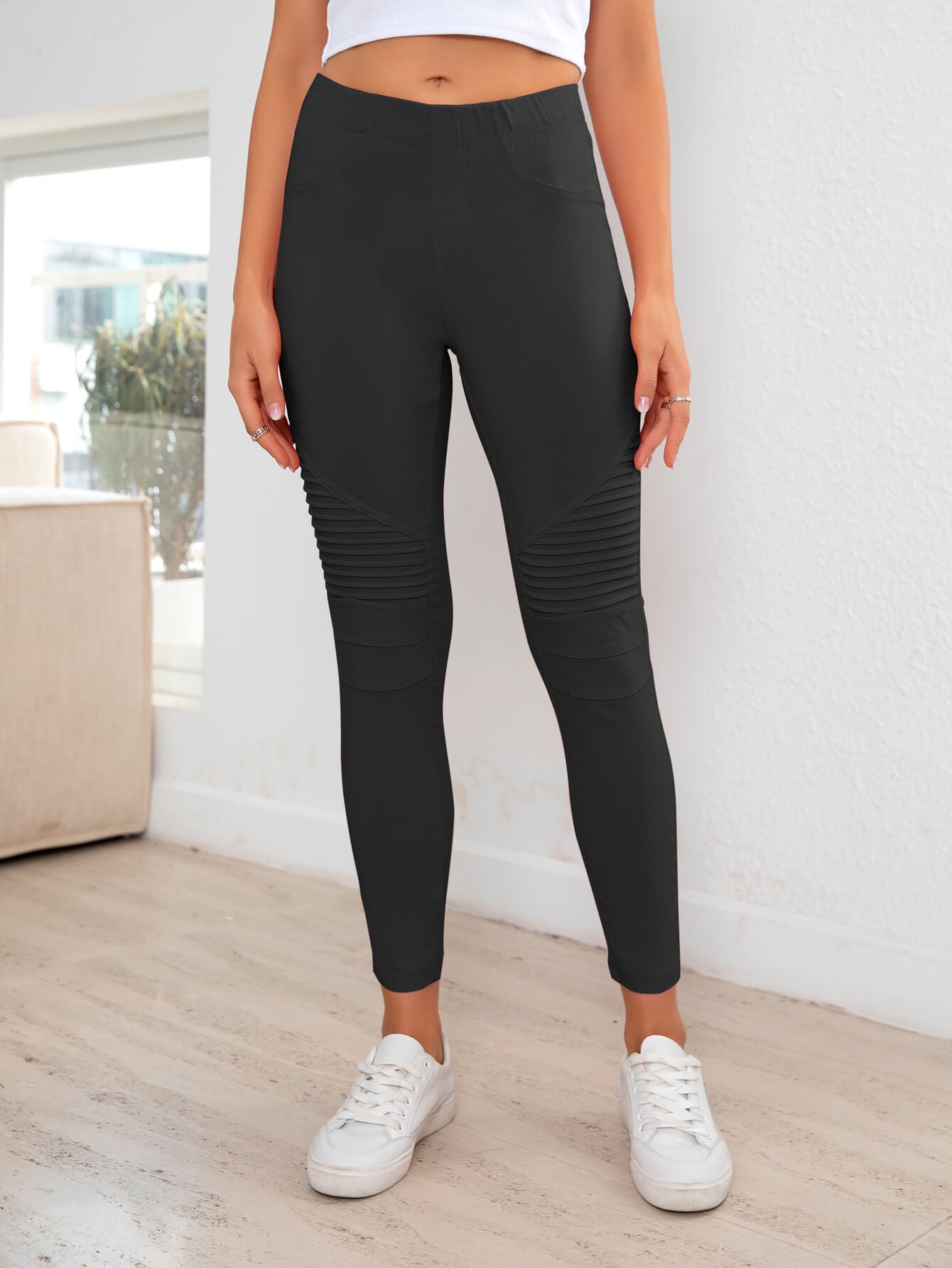 Rock Out Moto Ribbed Detail Leggings