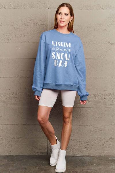 Simply Love WISHING FOR A SNOW DAY Graphic Sweatshirt