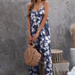 Vacation Mode On Botanical Print Spaghetti Strap Cropped Jumpsuit