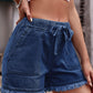 Essentially Yours Drawstring Raw Hem Denim Shorts