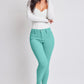 YMI Jeanswear Kate Hyperstretch Mid-Rise Skinny Pants in Sea Green