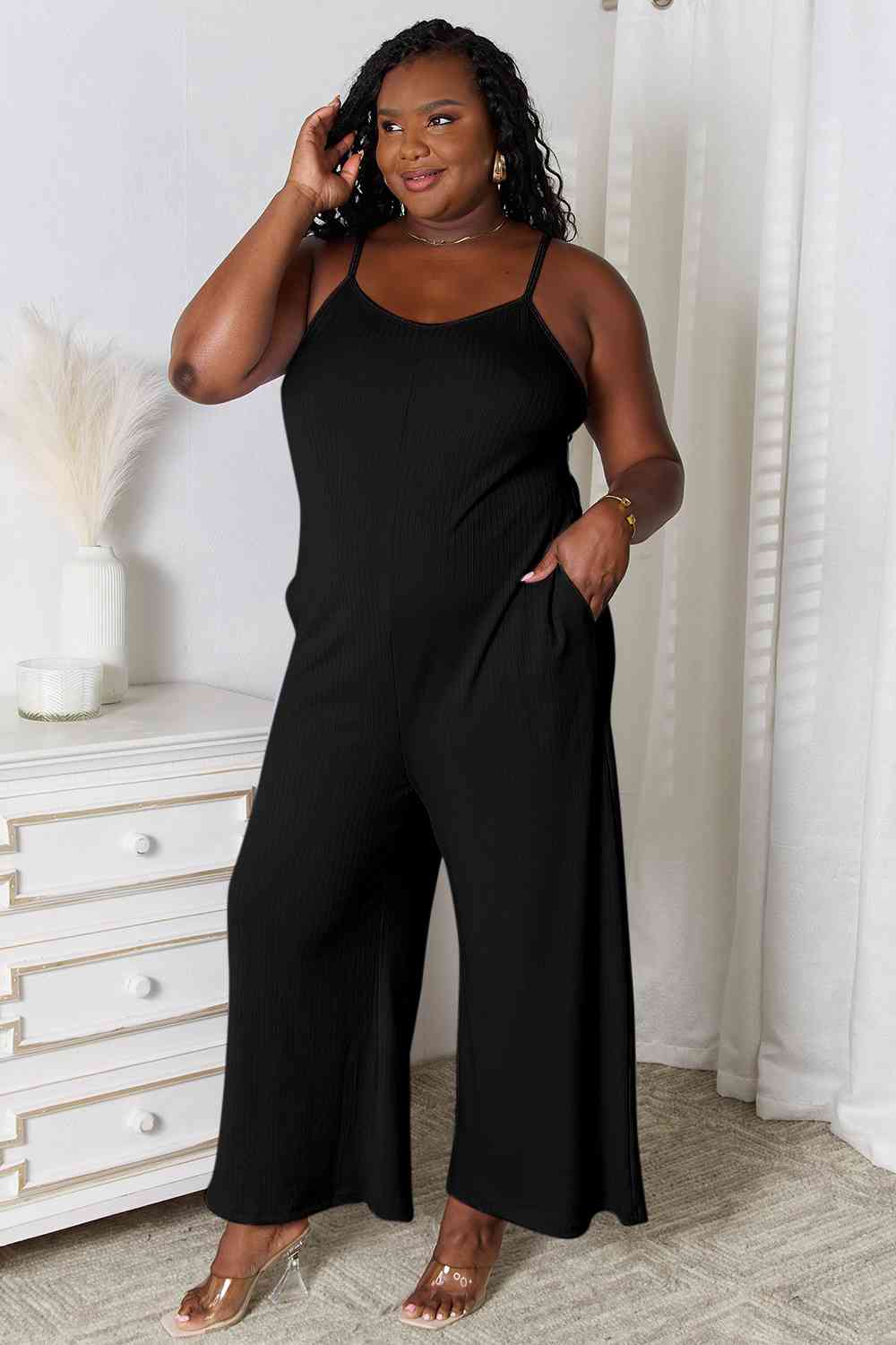 Basic Bae Hey Girl Spaghetti Strap V-Neck Jumpsuit with Pockets