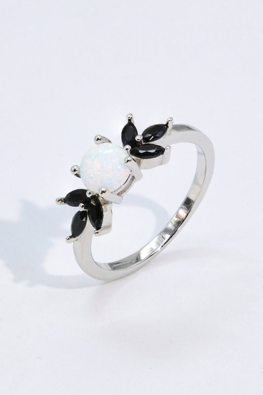 Cupid Opal and Zircon Contrast Ring