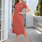 Sunrise to Sunset Round Neck Short Sleeve Slit Dress