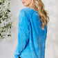 Zenana Smitten Long Sleeve Top with Thumbhole Sleeves in Ocean Blue