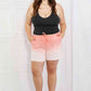 Zenana In The Zone Dip Dye High Waisted Shorts in Coral