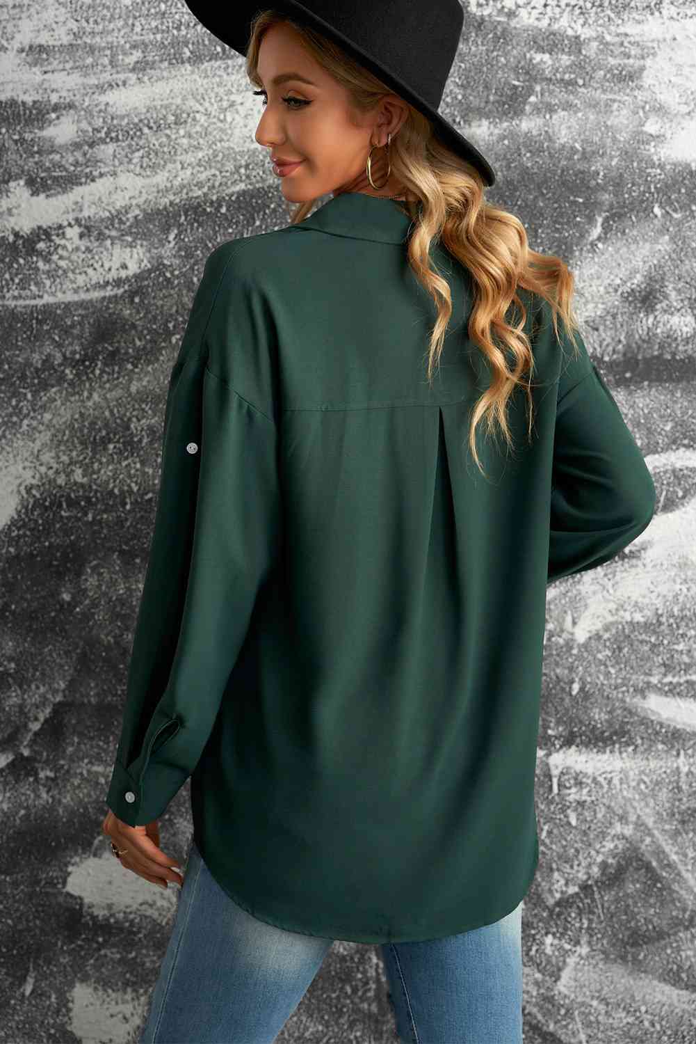 Roll With It Button-Up Roll-Tab Sleeve Shirt