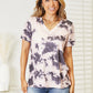 Double Take Sipping My Tea Tie-Dye V-Neck T-Shirt