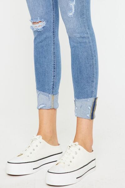 Kancan Gabby Distressed Cat's Whiskers Button Fly Jeans