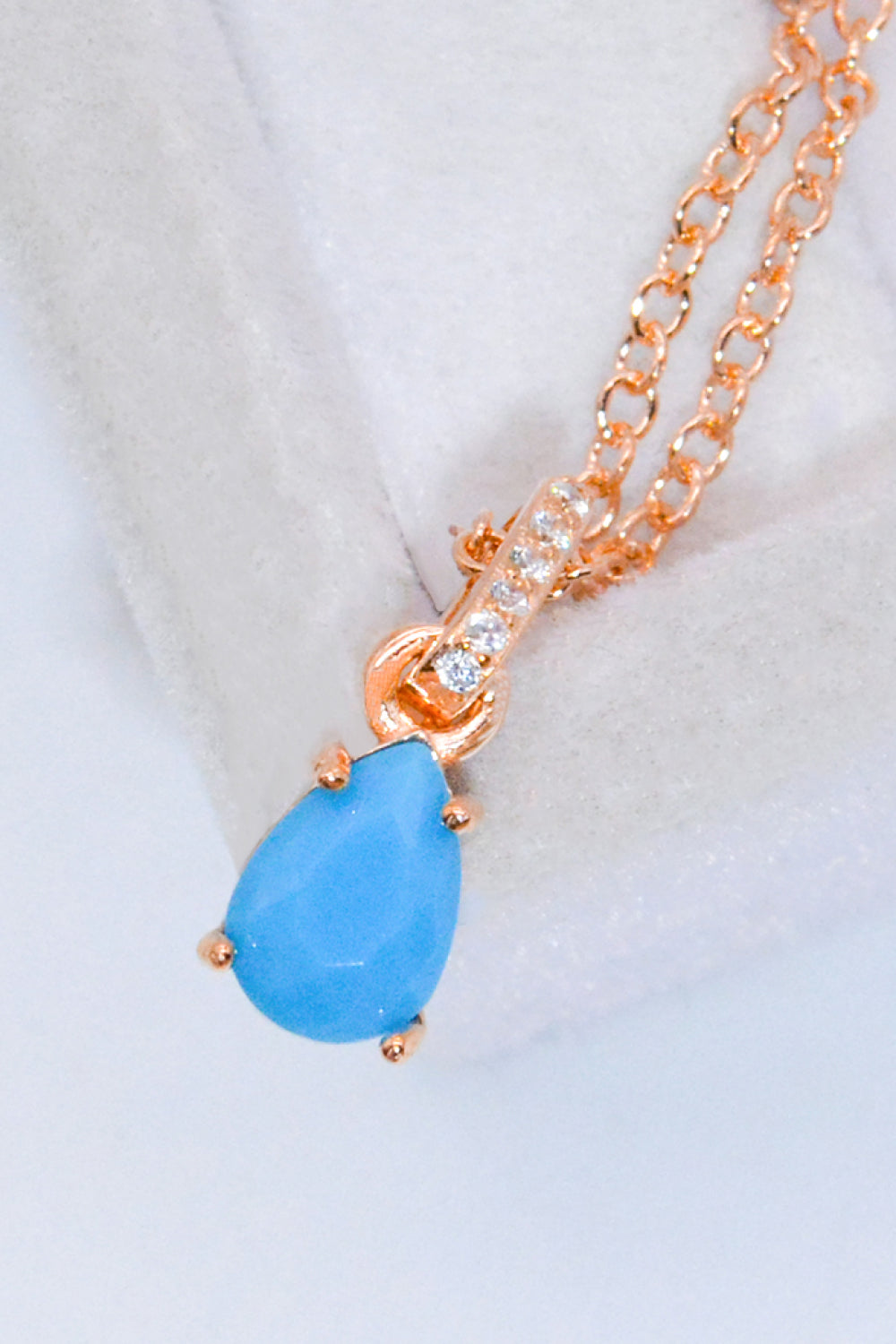 Turquoise 4-Prong Teardrop Pendant Necklace