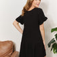 Double Take Love Language V-Neck Flounce Sleeve Tiered Dress