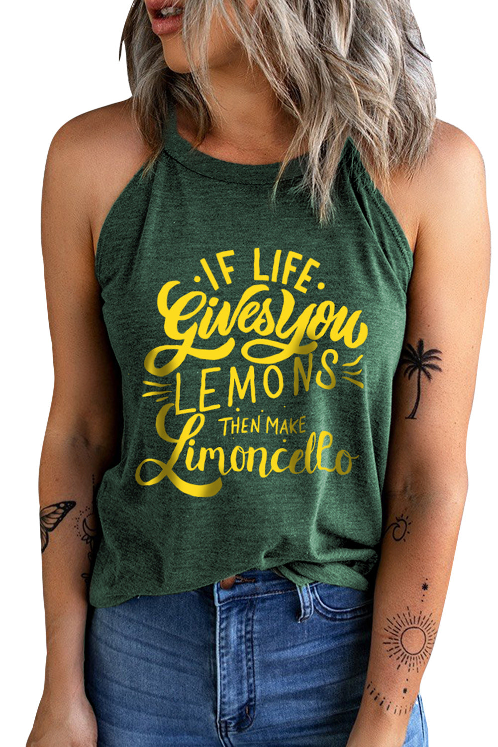 Lemons To Limoncello Graphic Round Neck Tank Top