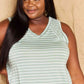 Doublju Talk To Me Striped Sleeveless V-Neck Top in Green