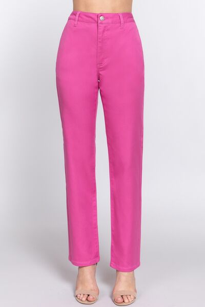 ACTIVE BASIC My Pink Vibes High Waist Straight Twill Pants