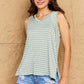 Doublju Talk To Me Striped Sleeveless V-Neck Top in Green