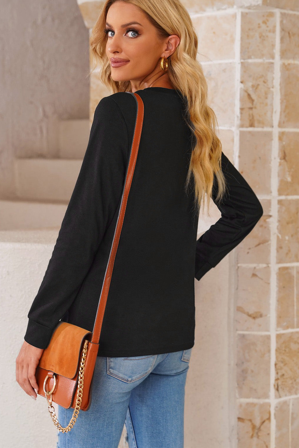 Sunset Walk Round Neck Long Sleeve Top