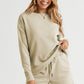 Double Take Self Care And Chill Texture Long Sleeve Top and Drawstring Shorts Set