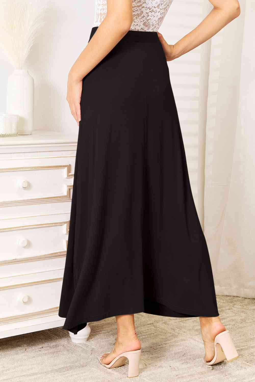 Double Take The Best Memories Soft Rayon Drawstring Waist Maxi Skirt