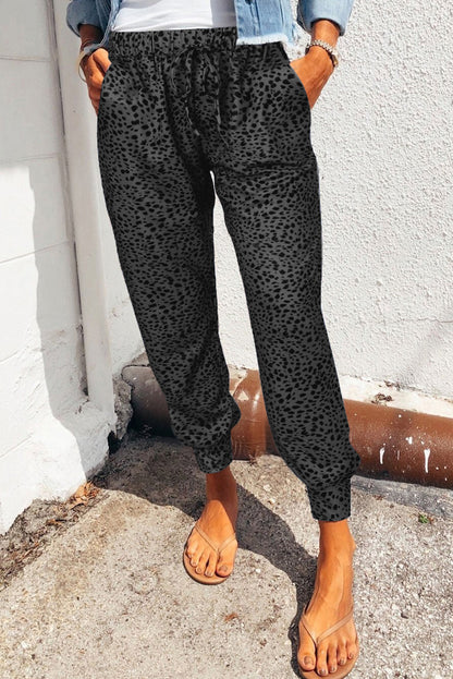 Double Take Everyday Vibes Leopard Print Joggers with Pockets