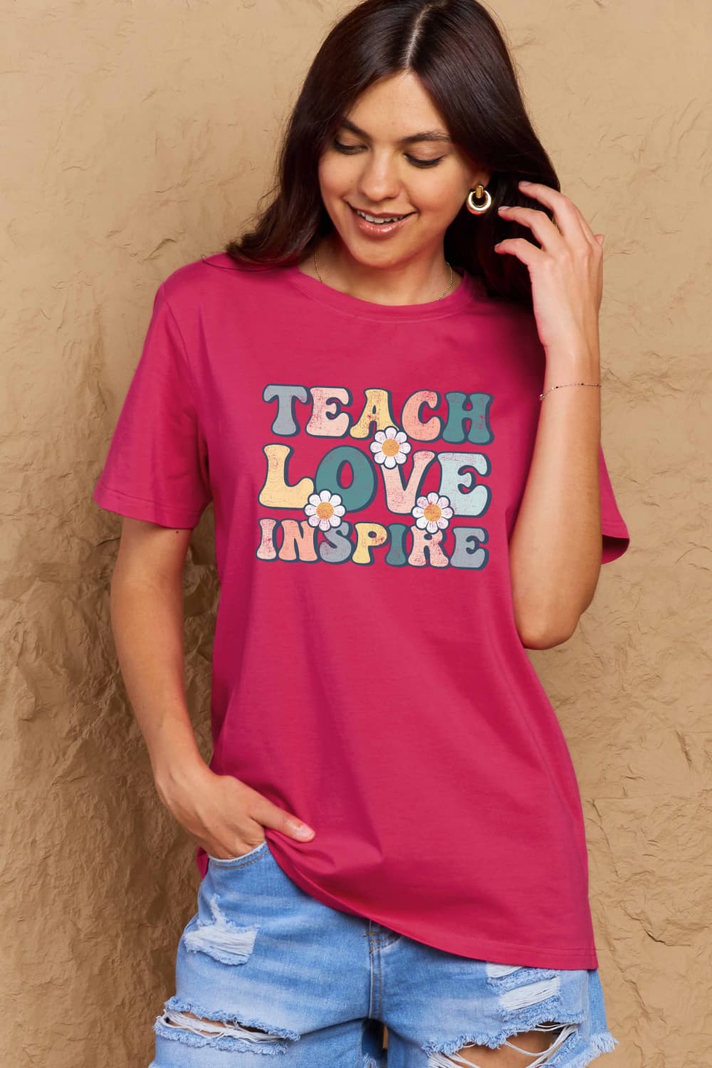 Simply Love TEACH LOVE INSPIRE Graphic Cotton T-Shirt