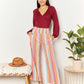Double Take Keep Smiling Striped Smocked Waist Pants with Pockets