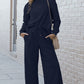 Double Take Let's Slow Down Textured Long Sleeve Top and Drawstring Pants Set