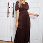Small Town Glitter V-Neck High Slit Glitter Maxi Dress