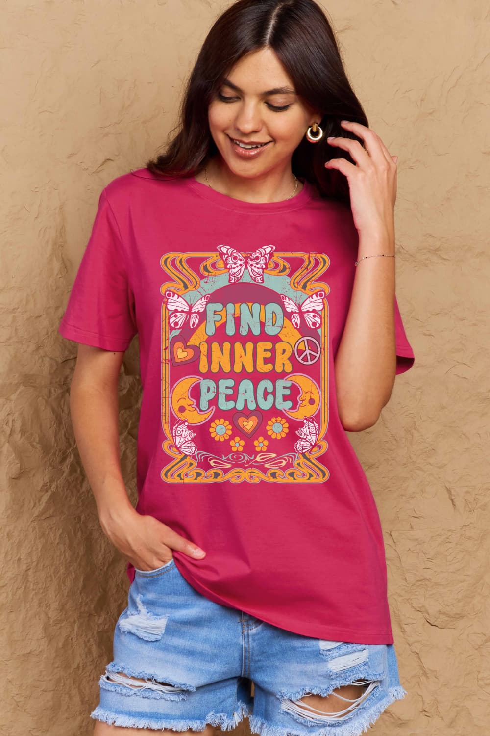 Simply Love FIND INNER PEACE Graphic Cotton T-Shirt