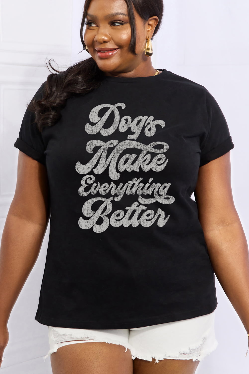 Simply Love DOGS MAKE EVERTHING BETTER Graphic Cotton Tee