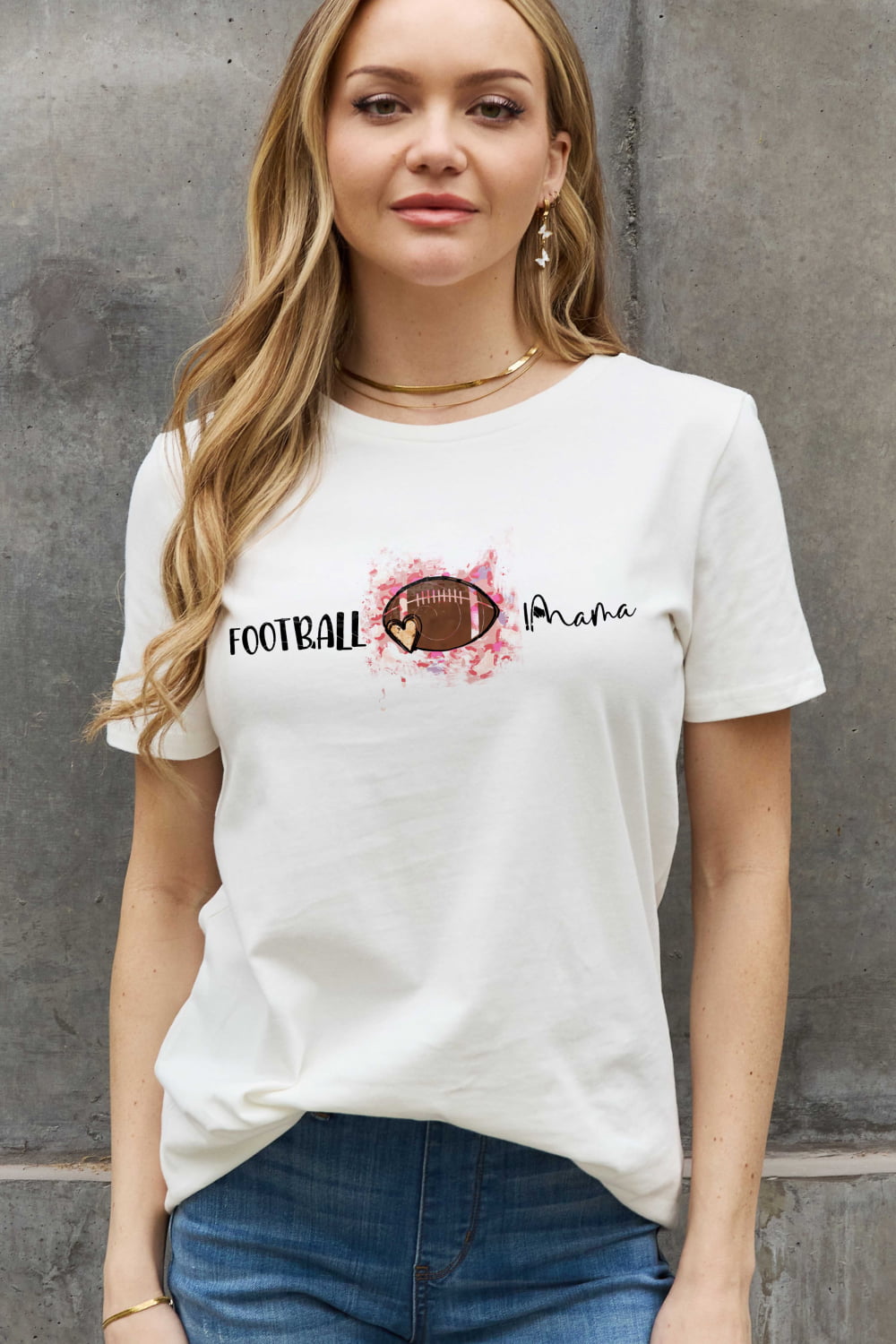 Simply Love FOOTBALL MAMA Graphic Cotton Tee