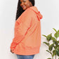 Double Take Tangerine Skies Quarter-Snap Dropped Shoulder Hoodie