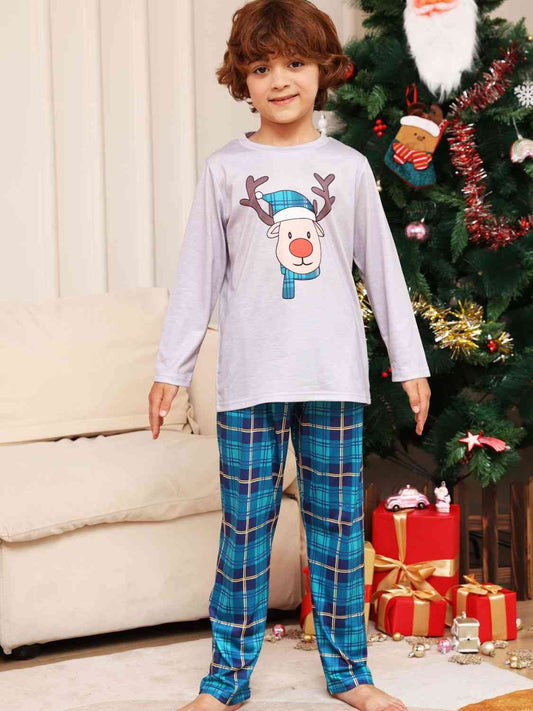 Winter Wonderland Rudolph Graphic Long Sleeve Top and Plaid Pants Set