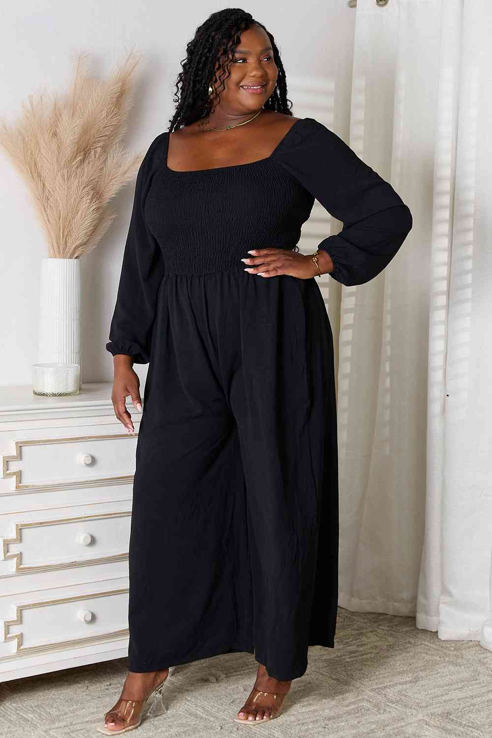 Double Take Twilight Square Neck Jumpsuit with Pockets