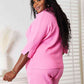 Double Take Think Pink Textured Shirt and Elastic Waist Shorts Set