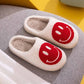 Melody A Perfect Day Smiley Face Cozy Slippers in White/Red