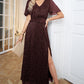 Small Town Glitter V-Neck High Slit Glitter Maxi Dress