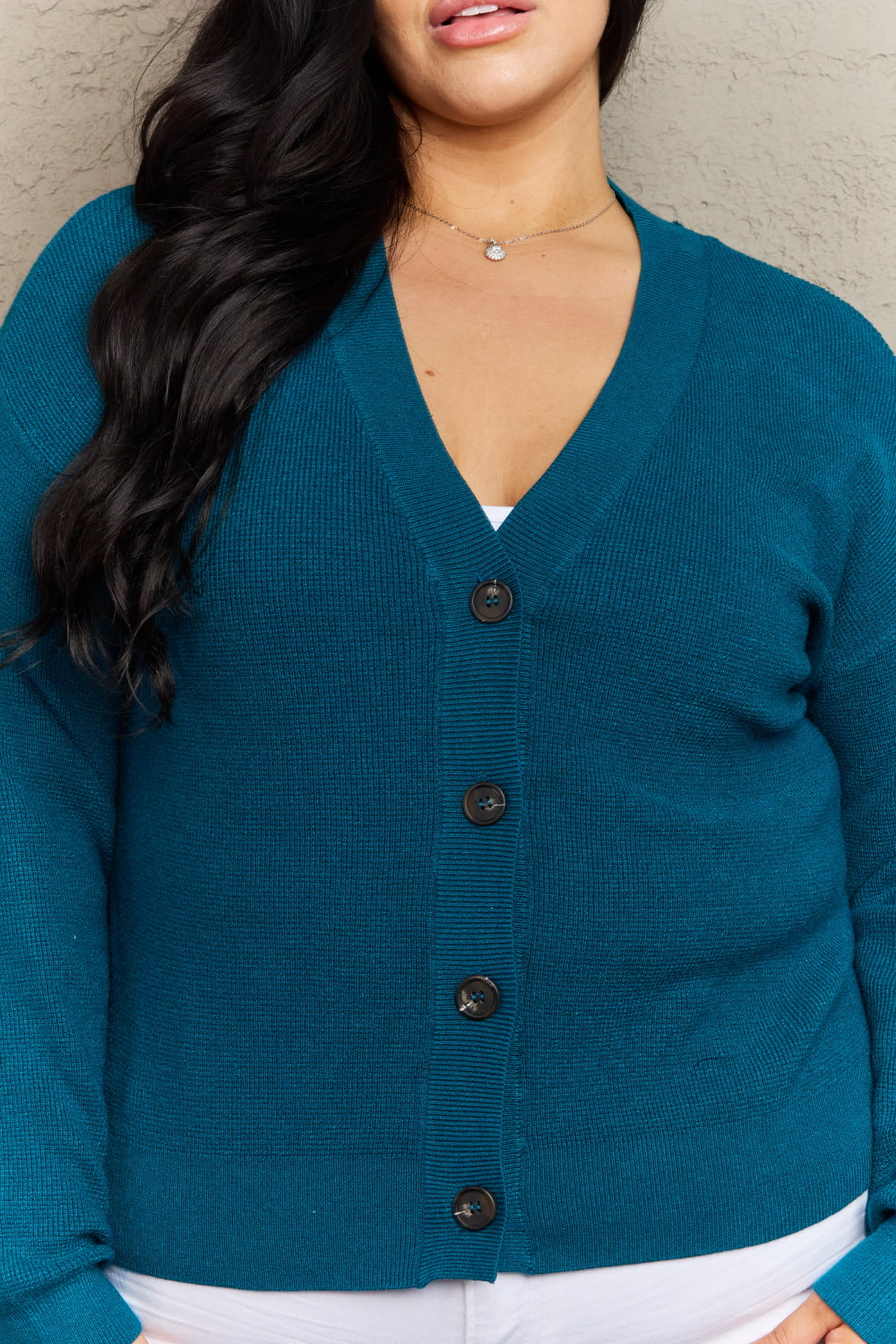 Zenana Kiss Me Tonight Button Down Cardigan in Teal